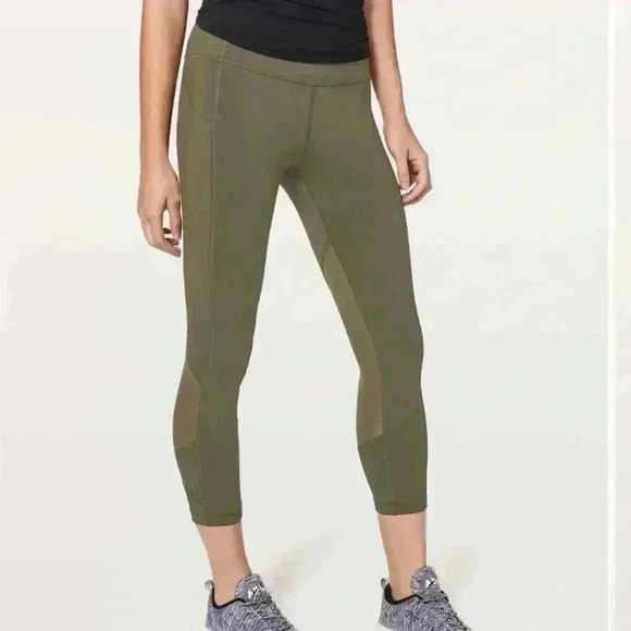 Lululemon Pace Rival Crop khaki size 6 like new - Picture 6 of 12